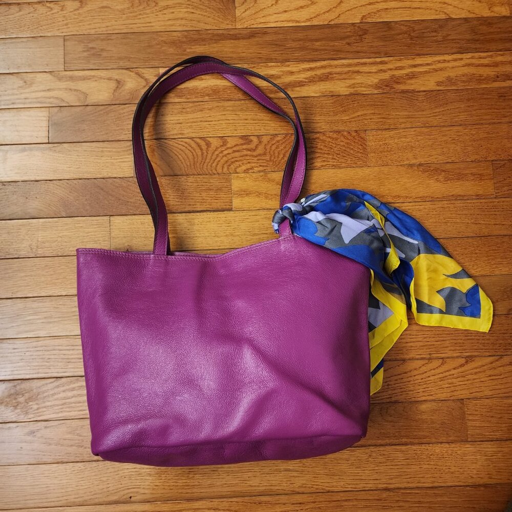 Carota Genuine Leather Magenta Tote Bag